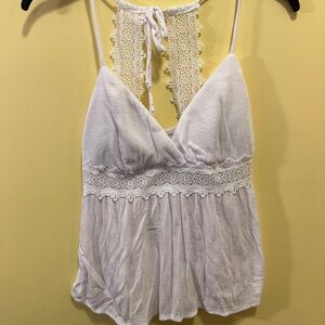 No Boundaries White Lace-Back Spaghetti Strap Cami